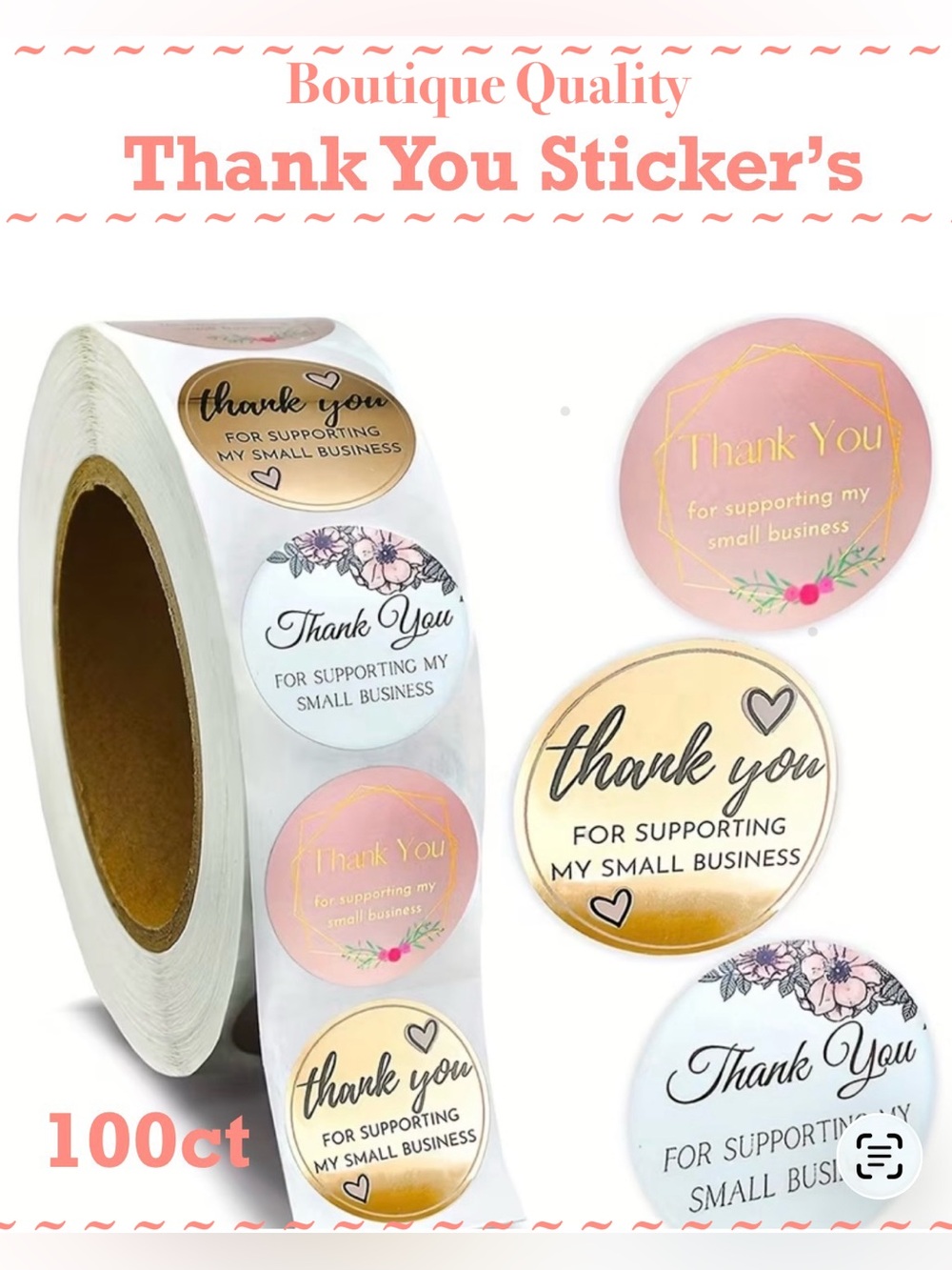 Thank You Sticker Boutique Quality  ~🆕~
100~ in Pink, Gold, White~Self adhesive